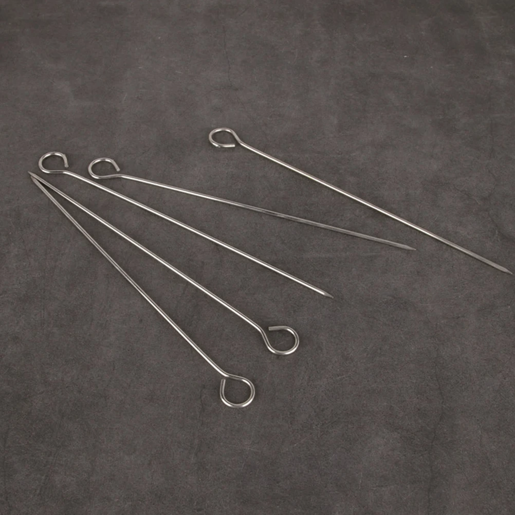 

50 pcs Stainless Steel BBQ Needles Reusable Barbecue Skewers High Temp Resistant Metal Kabob Tools for Outdoor Family Grilling