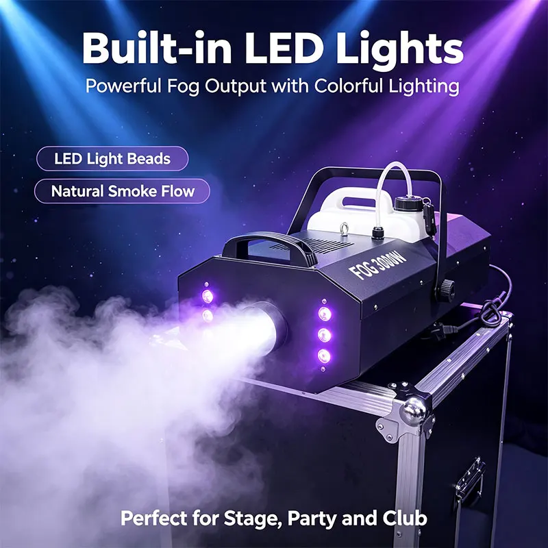 3000W Professional Smoke Fogger With 6 LED Lights Remote DMX512 5L Tank 20M Range Stage Effect Machine Support Dropshipping