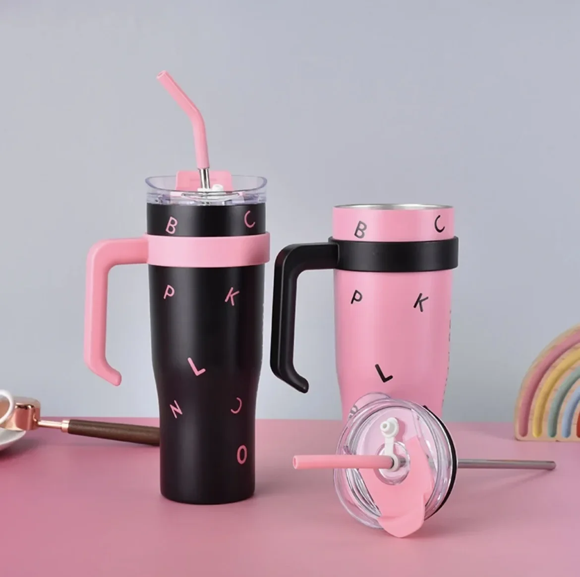 

40oz Giant Straw Cup 304Stainless Steel Vacuum Insulated Double Wall for Hot/Ice Water,Coffee /Tea.Ideal for Office,Gym&Travel