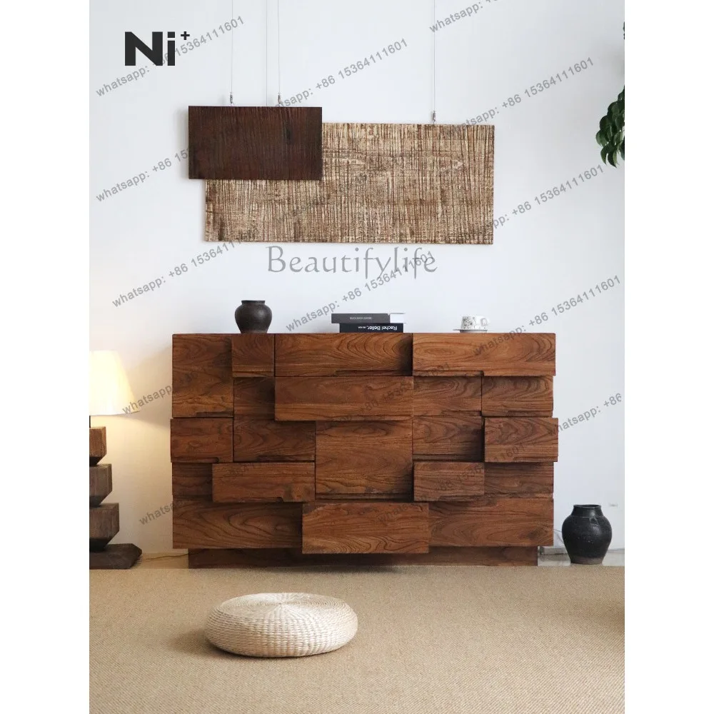 FG medieval solid wood bucket cabinet wabi wind living room drawer cabinet French retro decorative cabinet