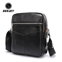 Cowhide Leather Men Small Business Shoulder Crossbody Bags Briefcase Mini Handbags Casual Messenger Clutches Tote Flap JYY140