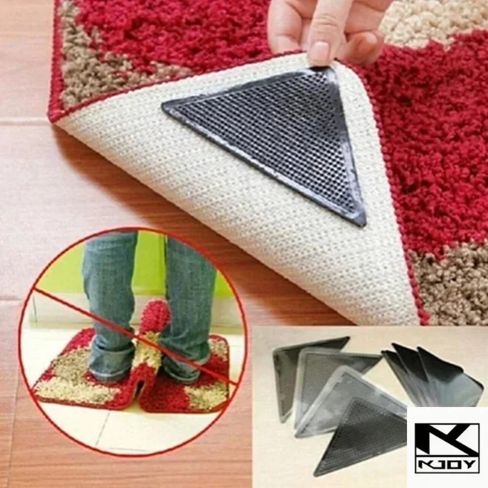 kkjoy Reusable Silicone Anti Slip Rug Corner Pads Strong Adhesive Grips for tile wood floor carpets