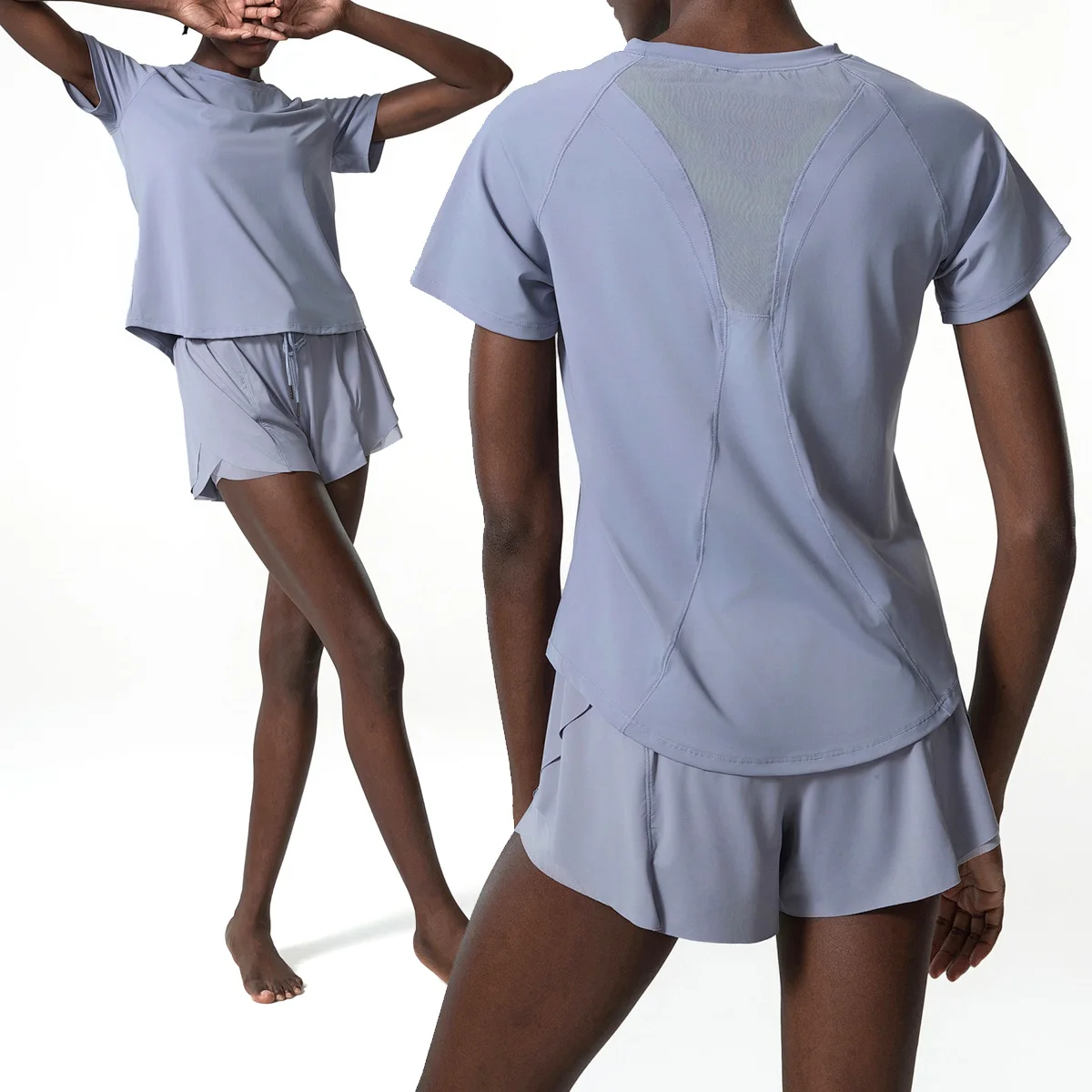 

Летний женский комплект из 2 предметов для фитнеса и йоги, однотонная короткая спортивная одежда, дышащий быстросохнущий уличный костюм для бега, спортивная одежда