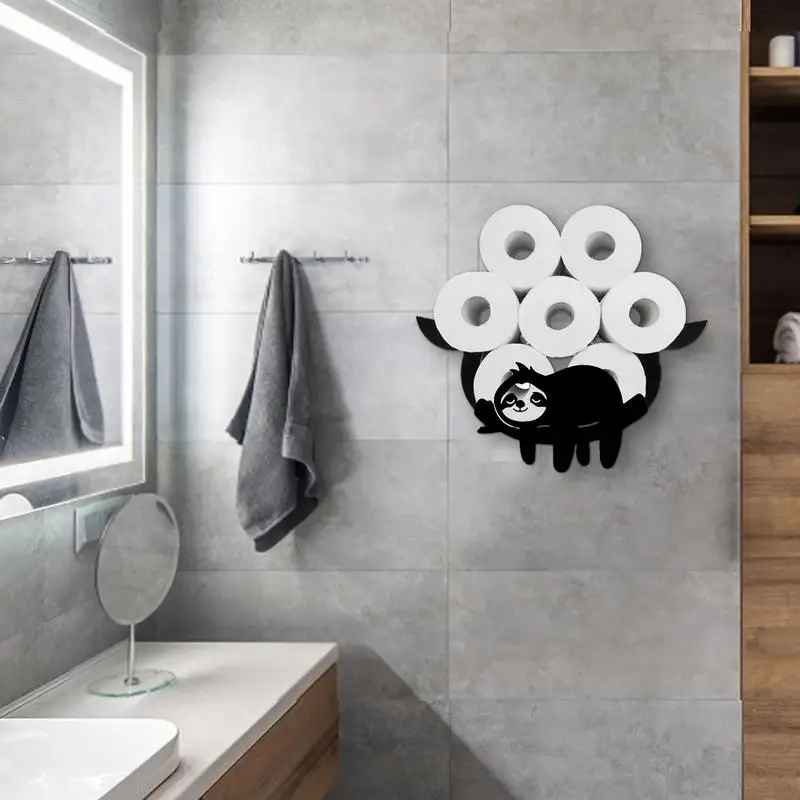 Sloth Toilet Paper Holder Funny Sloth Shaped Shelf Stand Storage Paper Rolls Wall-Mounted Holder For Bathroom Toilet Table