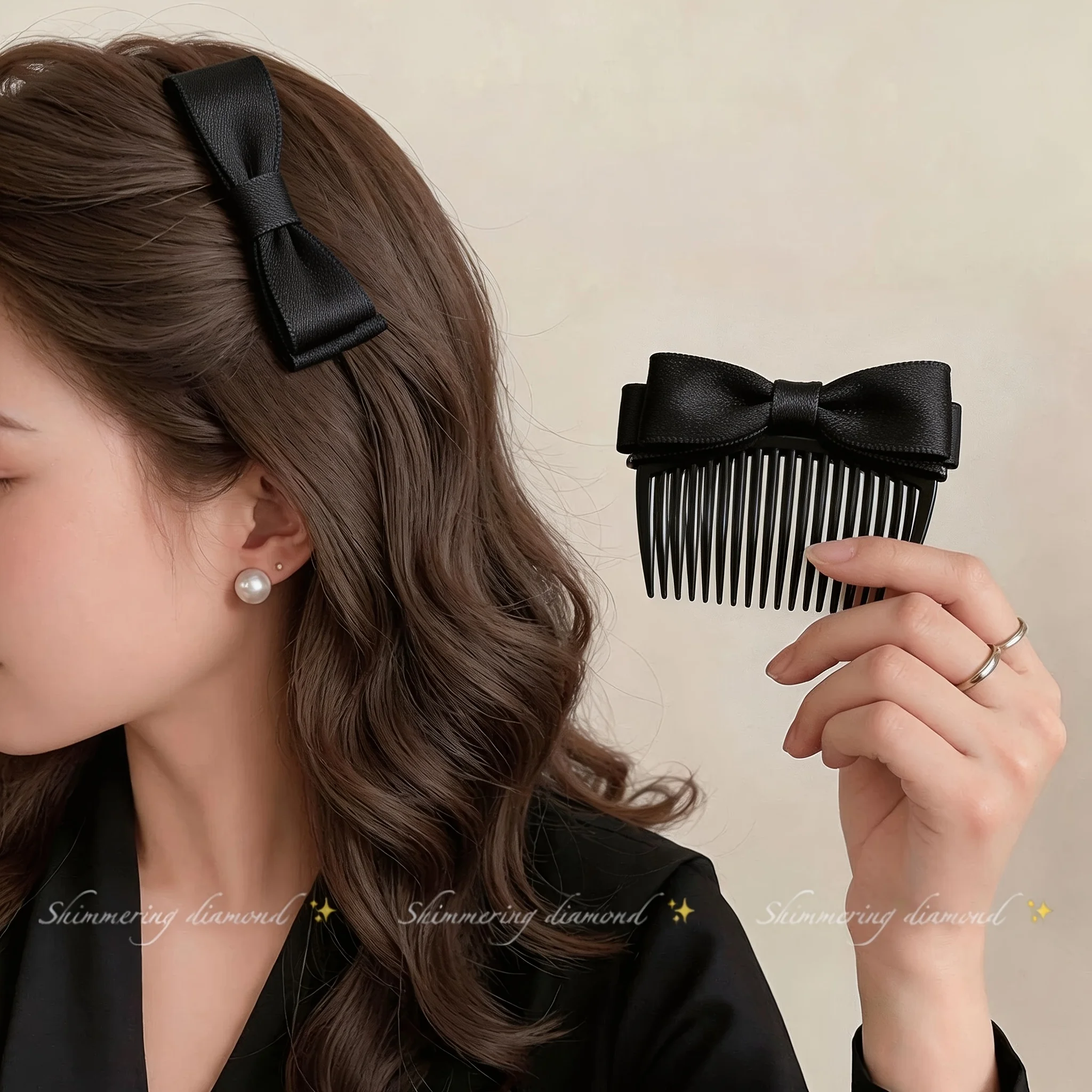 Vintage Sweet Bow Decor Hair Comb, Exquisite Craftsmanship Stylish Appearance, Smooth Teeth No‑Pull Hair, Versatile Daily Wear A