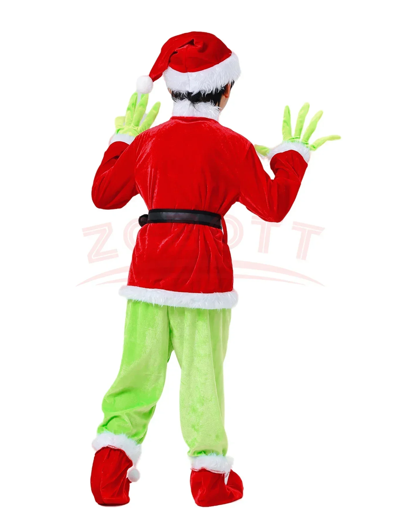 Halloween Explosive Green Hairy Monster Grinch Children Costume Santa Claus With Pantsuits Play Clothing Wholesale