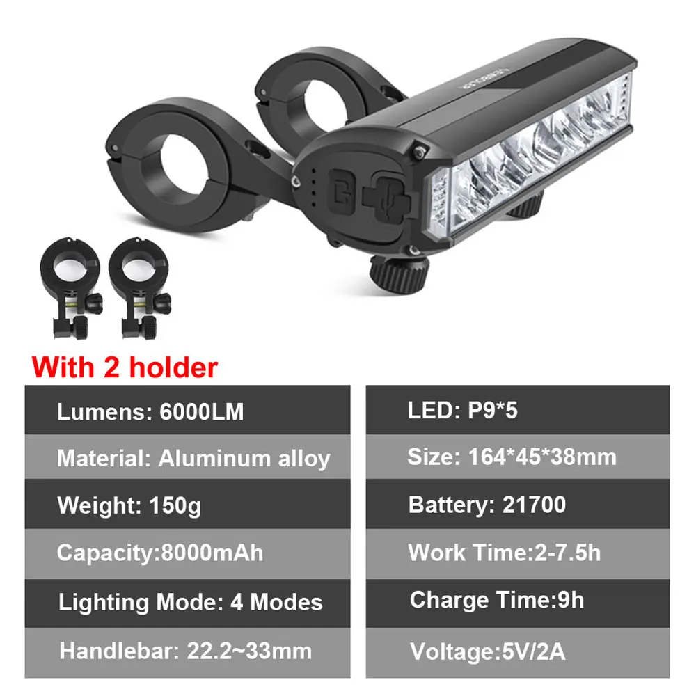 NEWBOLER Bicycle Light Front 10000mAh Bike Light  6000Lumen Waterproof Flashlight USB Charging MTB Road Cycling Lamp Accessories