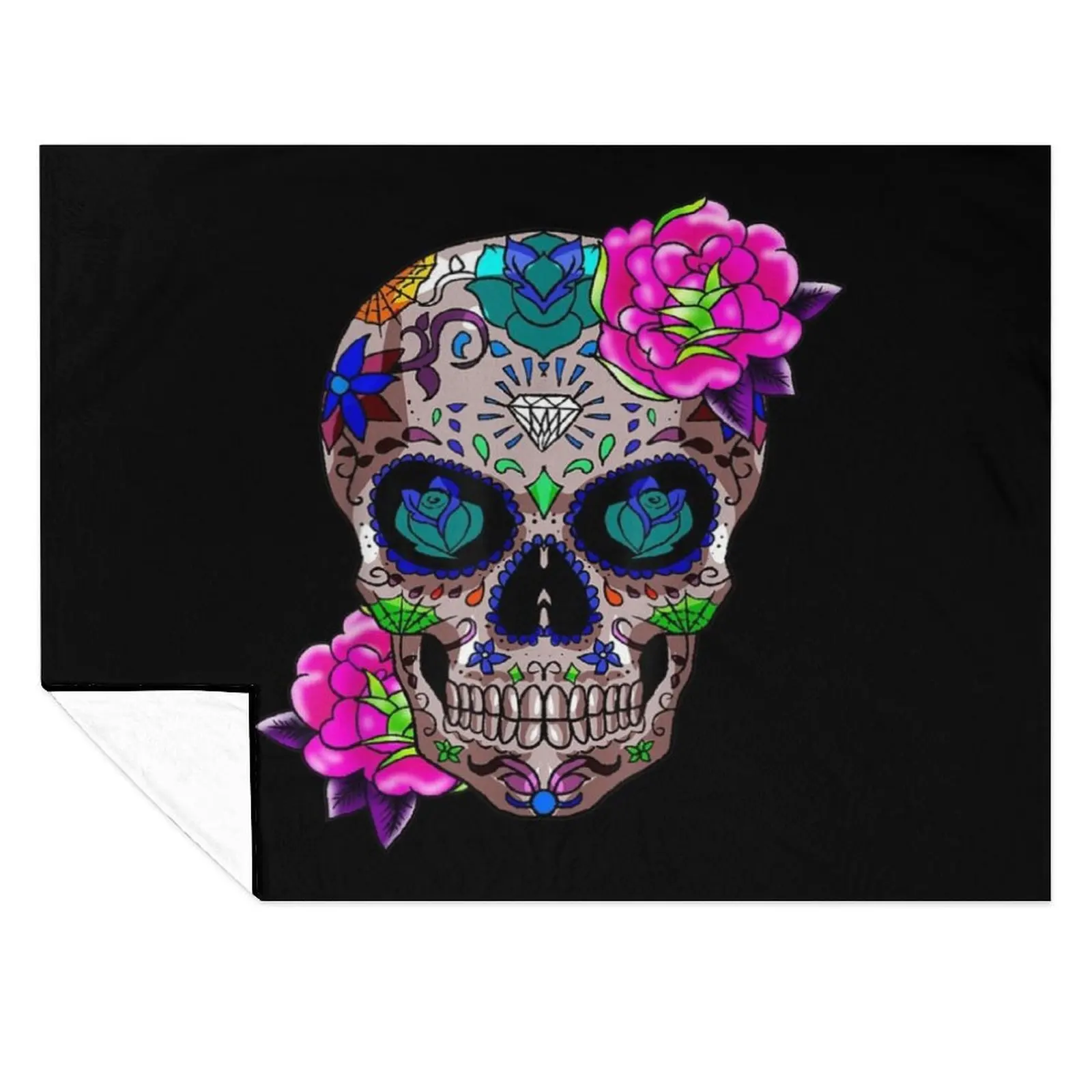 

Sugar Skull Day Of The Dead Cool Bone Head Skulls Gift Idea Throw Blanket Multi-Purpose Single Weighted Vintage Blankets