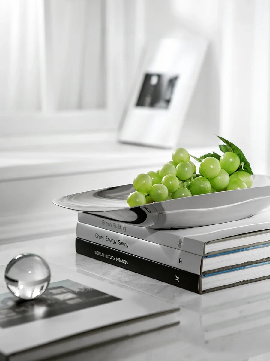 Luxury Stainless Steel Fruit Plate, Hollow Creative Large Bowl, Minimalist Dishes for Kitchen, Home Decoration, Restaurant