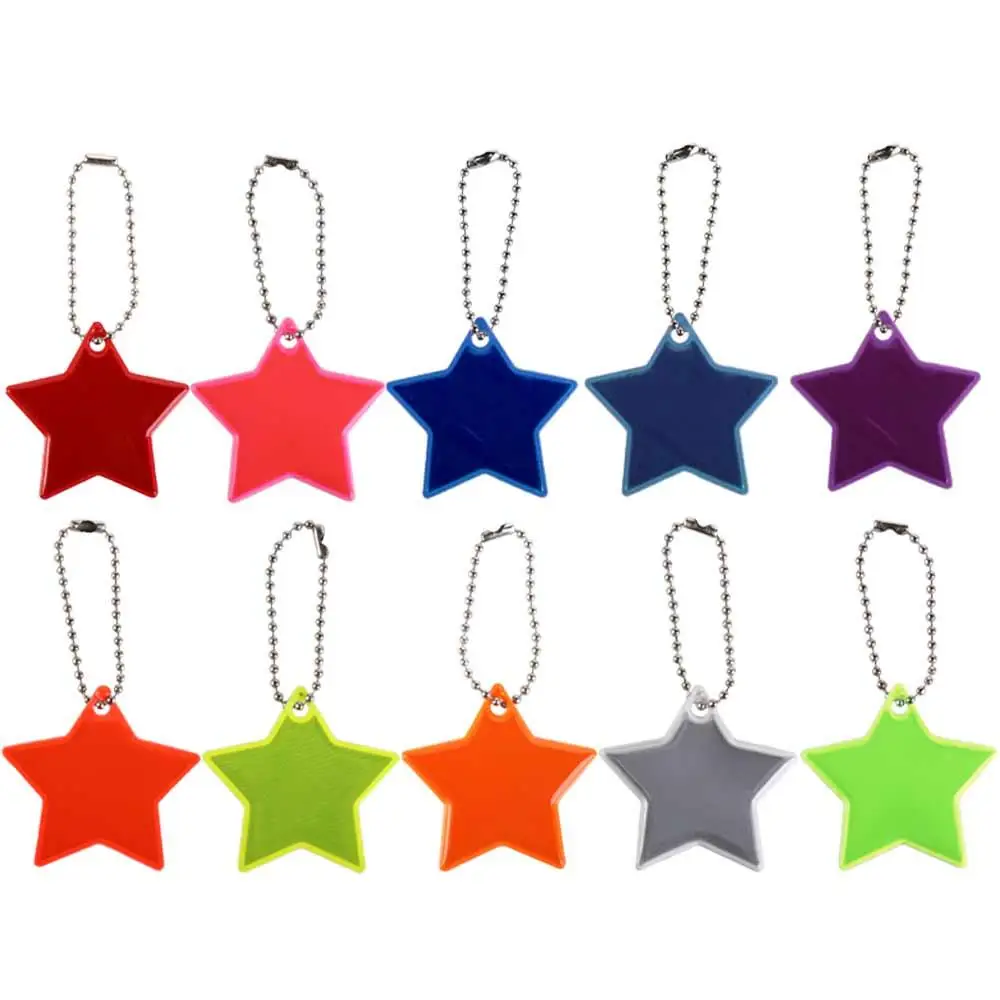 Ring Accessories Visible Safety Key Chain Reflector Keyrings Star Reflective Pendant Reflective Bag Pendant Safety Reflector