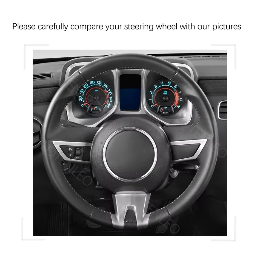 Black Carbon Fiber Suede Hand-stitched No-slip Soft Car Steering Wheel Cover Braids For Chevrolet Camaro 2010 2011 2012 2013