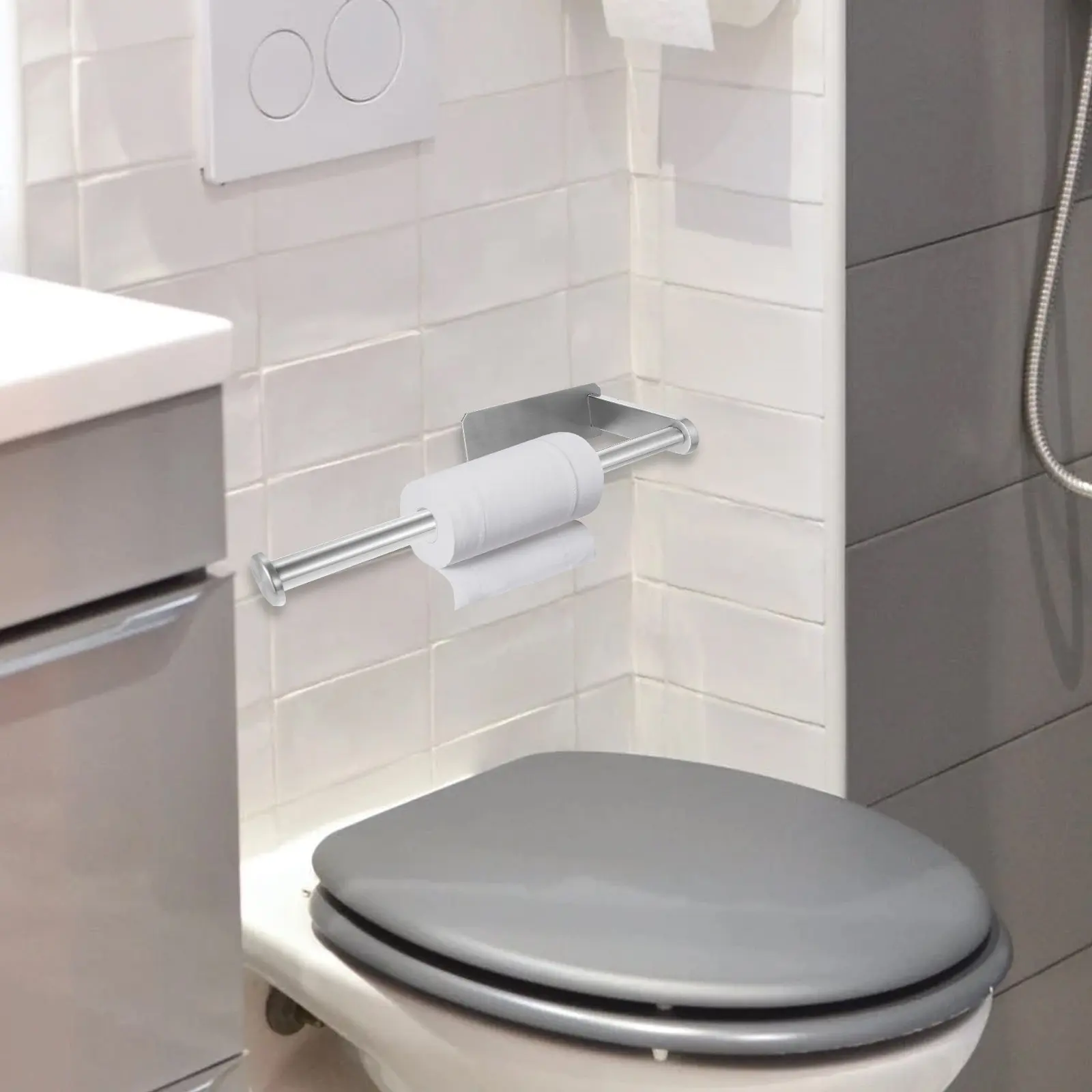 

Stainless Steel Wall-Mounted Paper Towel Holder Roll Paper Rack for Bathroom Kitchen Toilet Tissue Storage