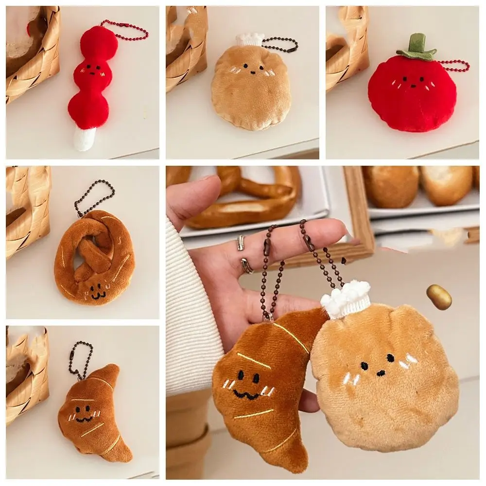 Creative Cartoon Food Plush Keychain Potato Croissant Tomato Plush Key Chain Decoration Soft Bag Pendant Hanging Accessory