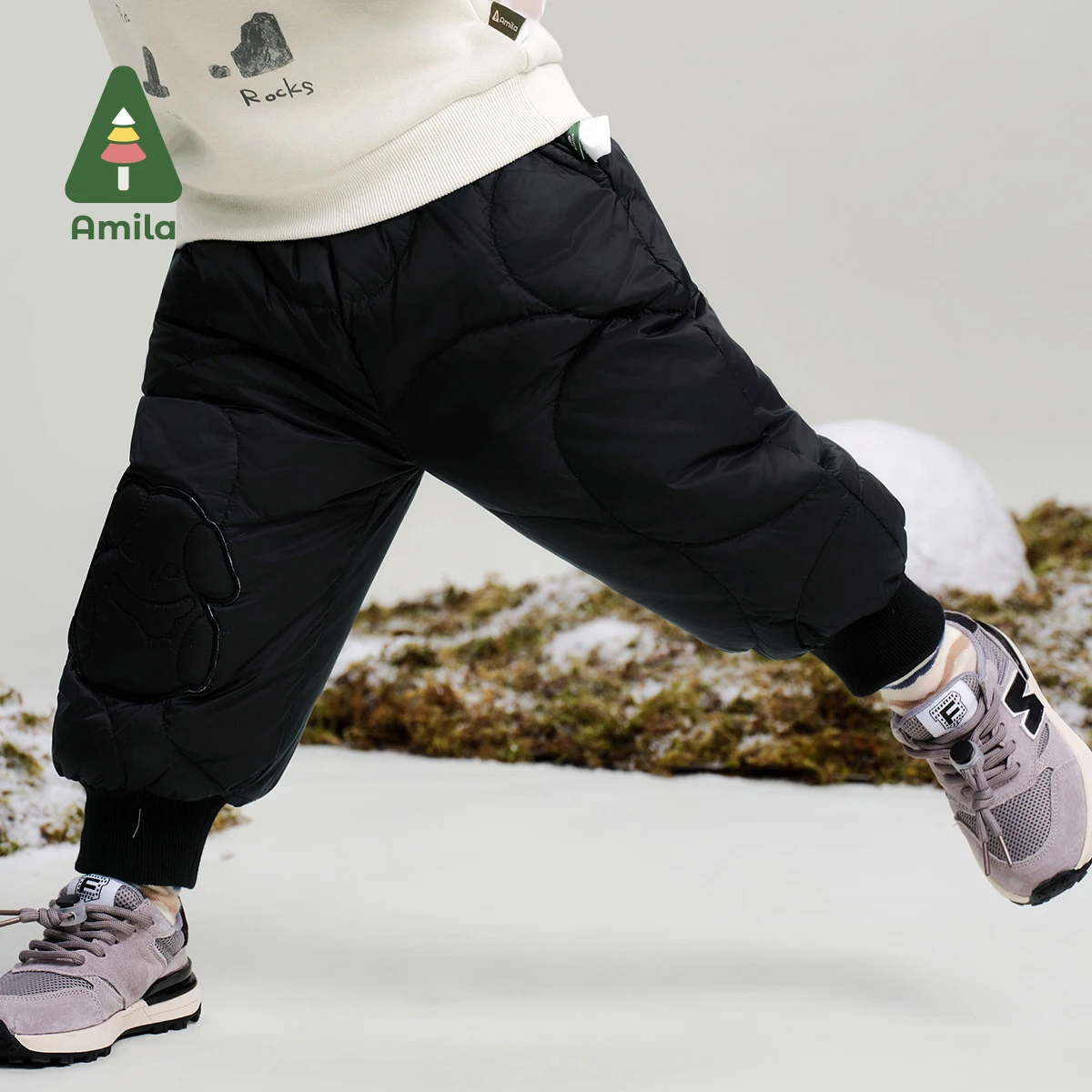 Amila Baby Down Pants 2024 Winter New Boys And Girls Multi-Color White Duck Down Warm And Skin-Friendly Casual Children’s Pants