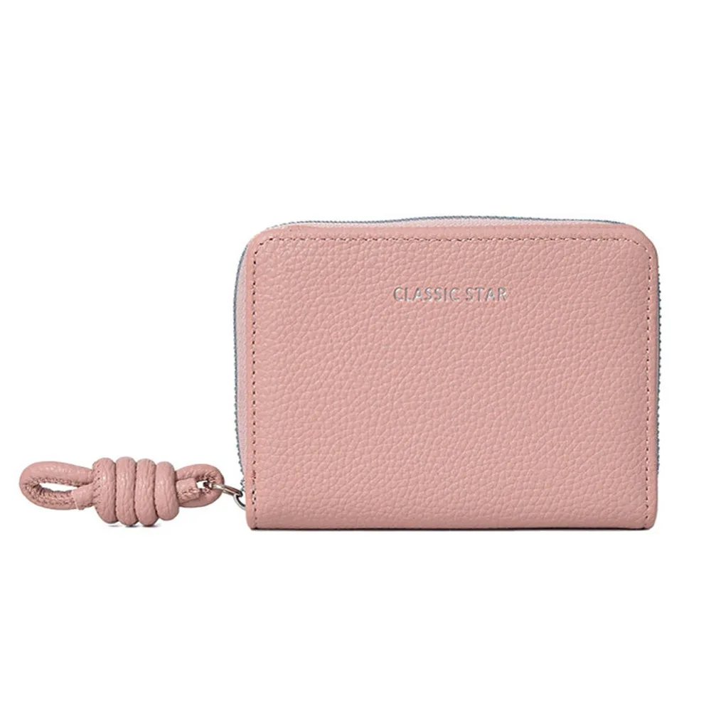 

Classic Multi-card Slot Short Wallets PU Folding Card Bag Solid Color Waterproof Coin Purse Women