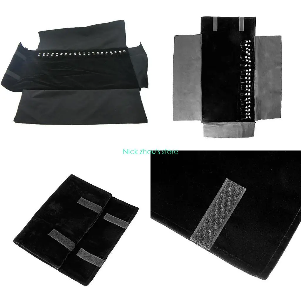 Bolsa enrollable nailon para joyería E15E, joyero viaje, caja almacenamiento en rollo, organizador para collar