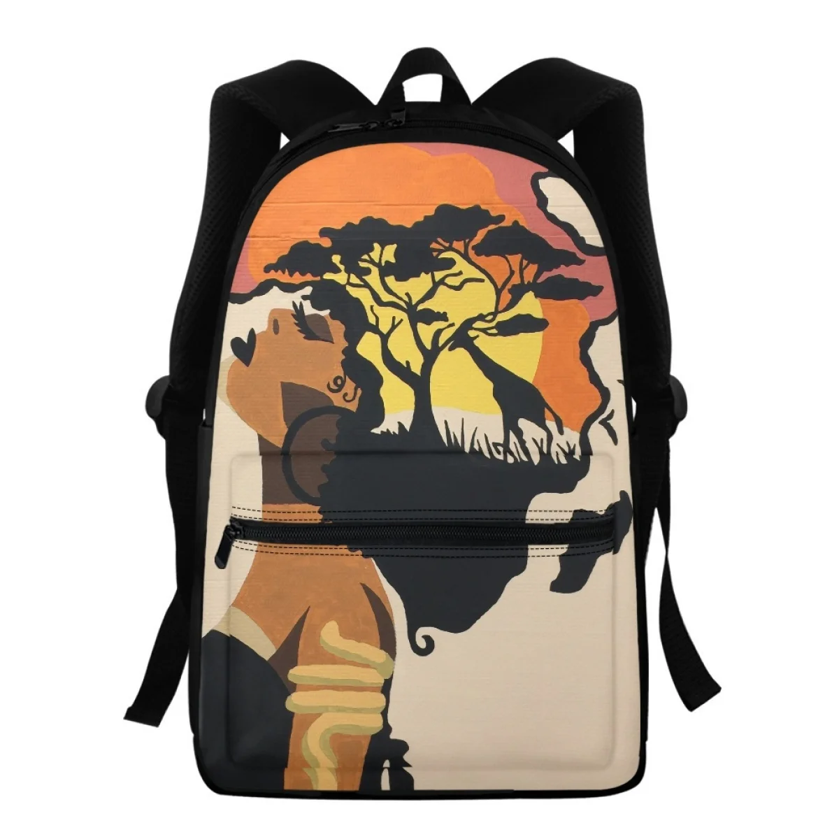 

FORUDESIGNS African Culture Art School Bag Student Stylish Utility Backpack Preppy Bookbags Middle Schoolbag Large Packsack