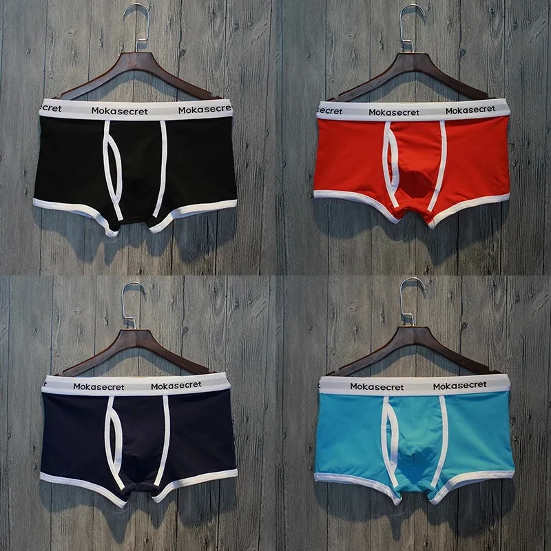Men\'s Cotton Boxer Underwear Men\'s Fashion Letter Belt Underpants Breathable Soft Comfortable Male Panties Shorts