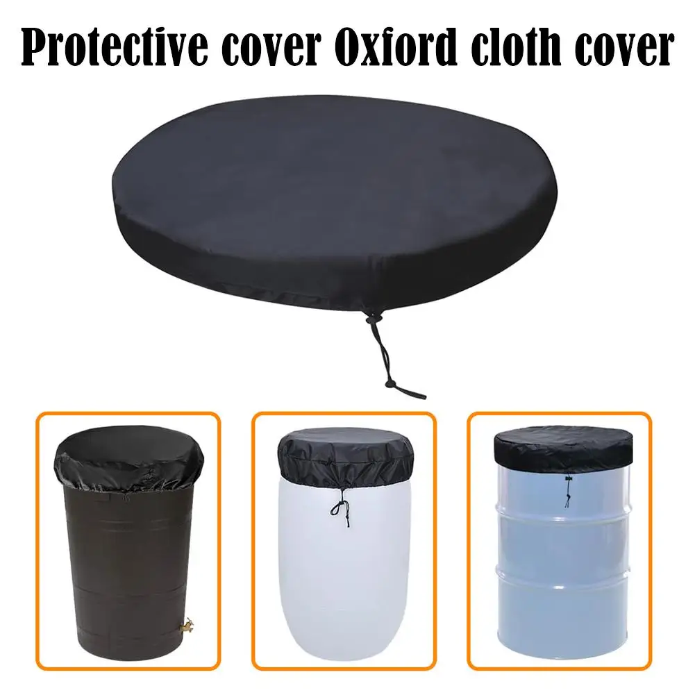 55 Gallon Drum Cover Lid Protector Adjustable Drawstring Waterproof Sun UV Protection For Outdoor Rain Barrel Container