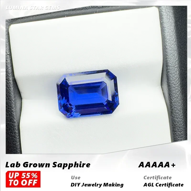 

Искусственный сапфир TopL, изумрудная огранка, королевский синий, 10x14 мм, 9.5 карата, VVS1, драгоценный камень для изготовления ювелирных изделий своими руками, подарок, сертификат