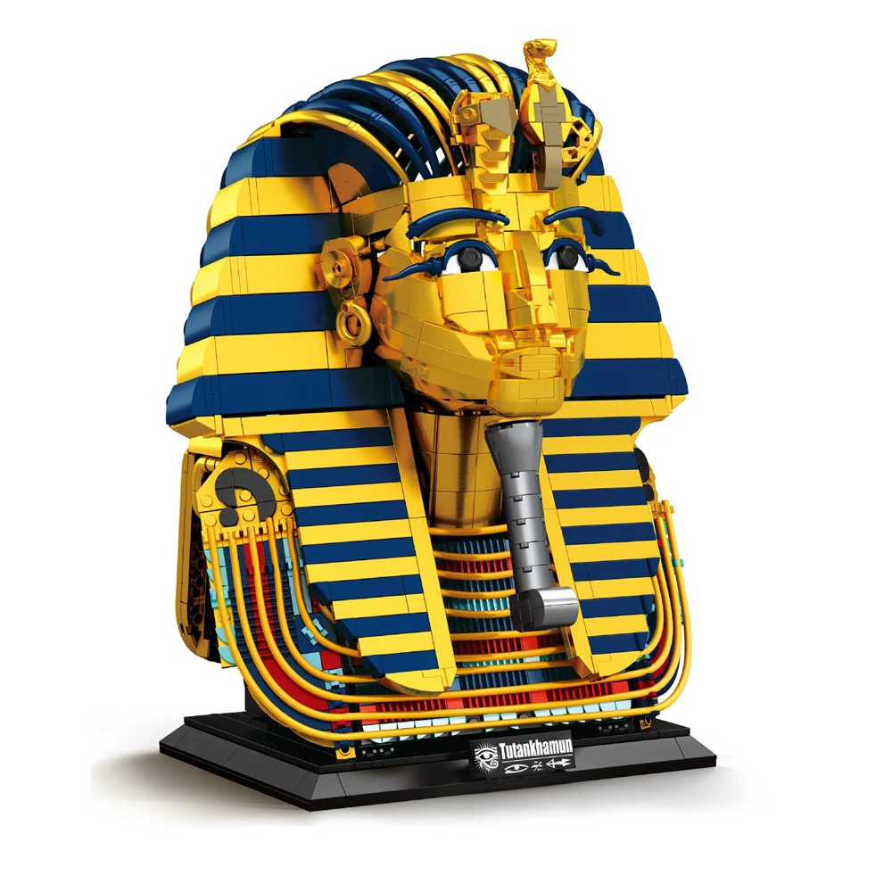 

IN STOCK MOC Creativity Golden Pharaoh Mask bust Building Blocks Bricks Assembling Model Toys for Children Birthday Gift Set