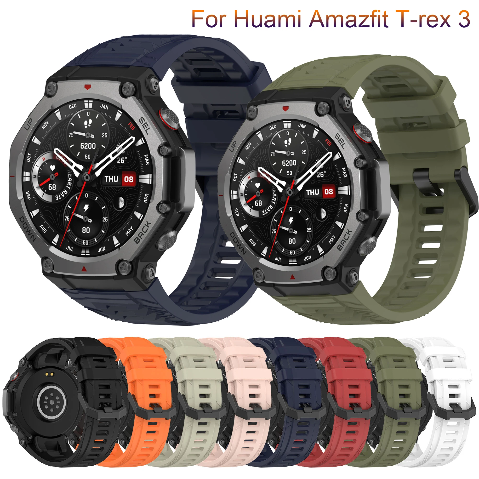 

Original Silicone Bracelet Strap For Huami Amazfit T-REX 3 Strap Replacement Watchband for Xiaomi Huami Amazfit T-rex 3 Correa