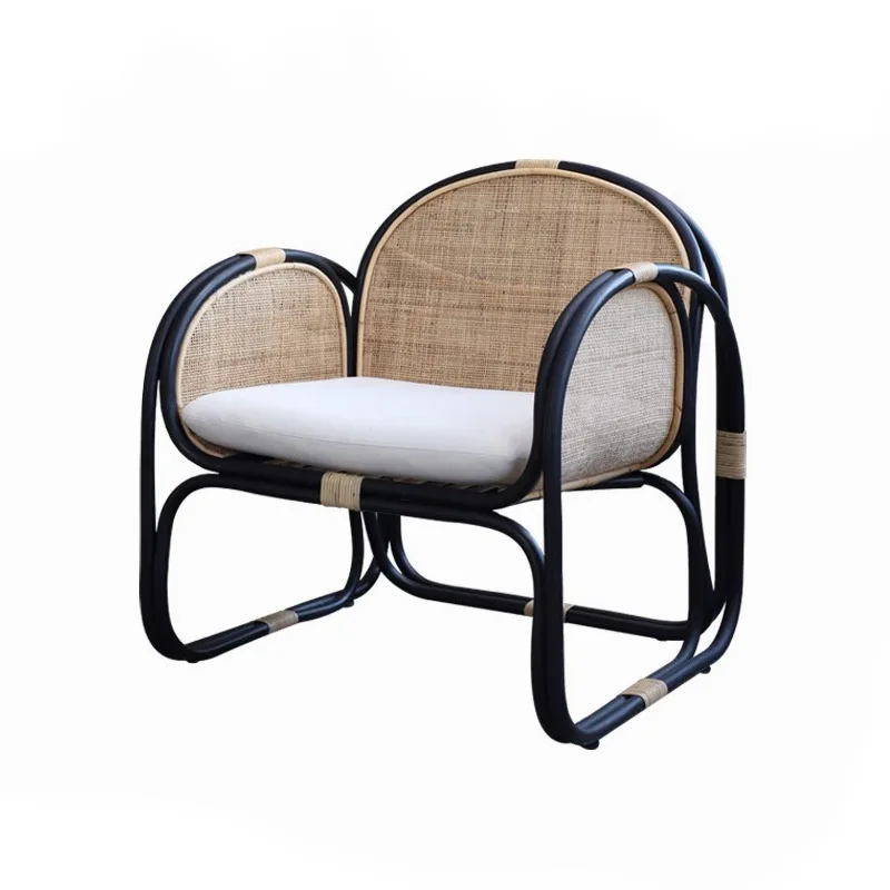 

Rattan sofa chair Balcony home leisure back chair Rattan chair Silent wind natural rattan furniture