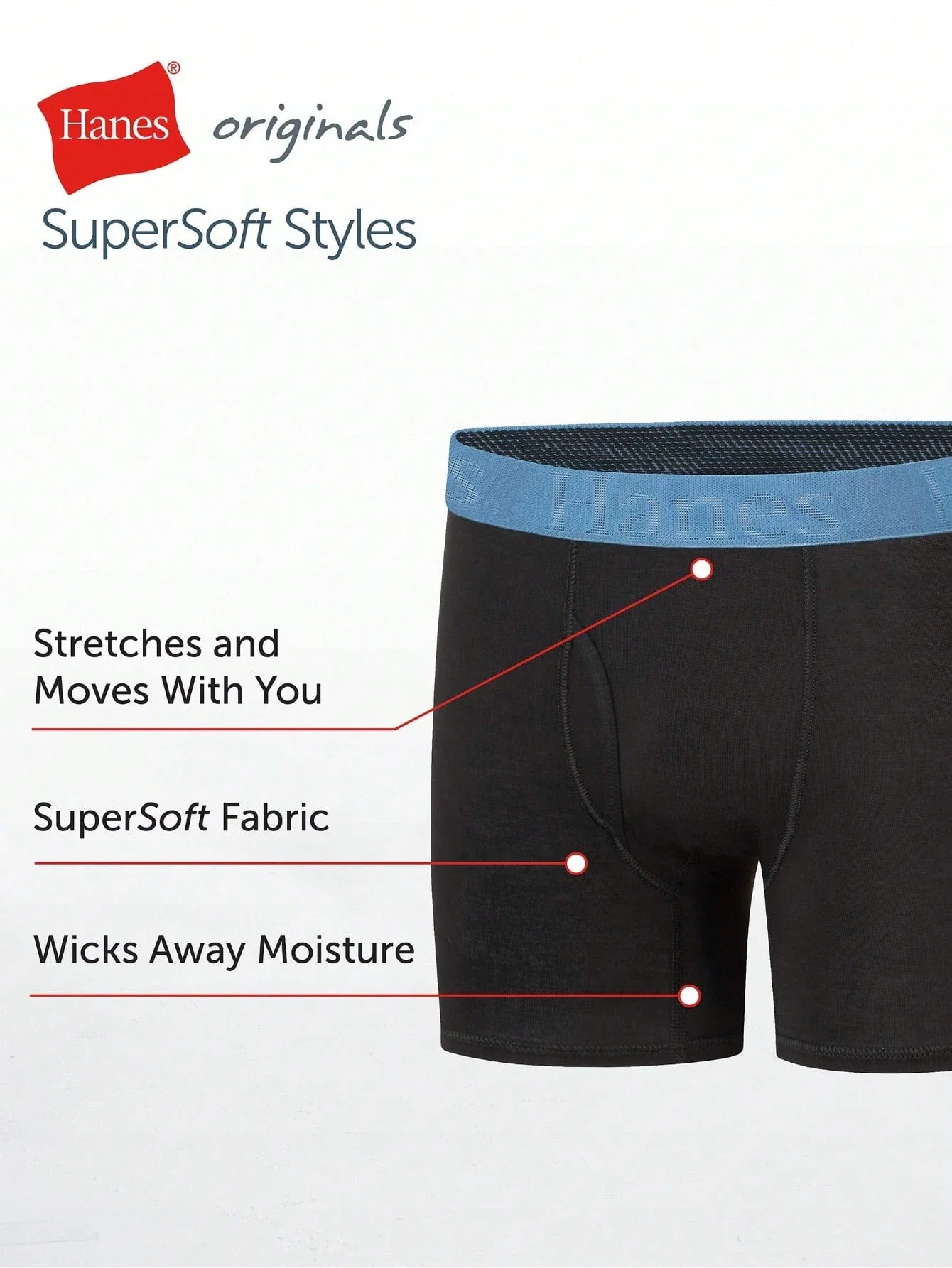

SuperSoft Boxer Briefs Underwear 5-Pack Black Bamboo Viscose