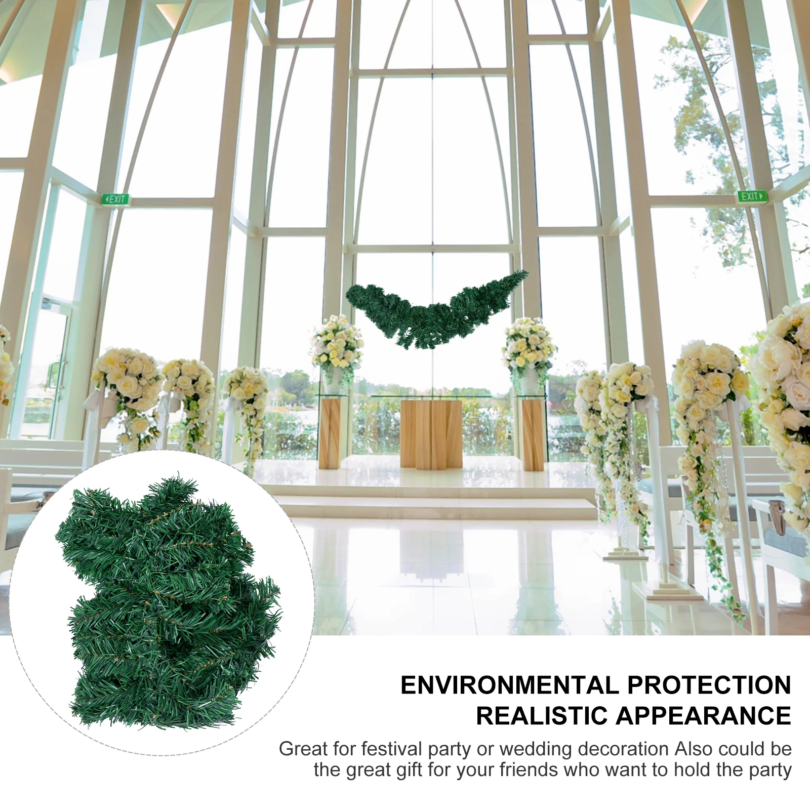

Horn Rattan Decorations Christmas Garlands Hanging Croissant Green Encrypted Pvc