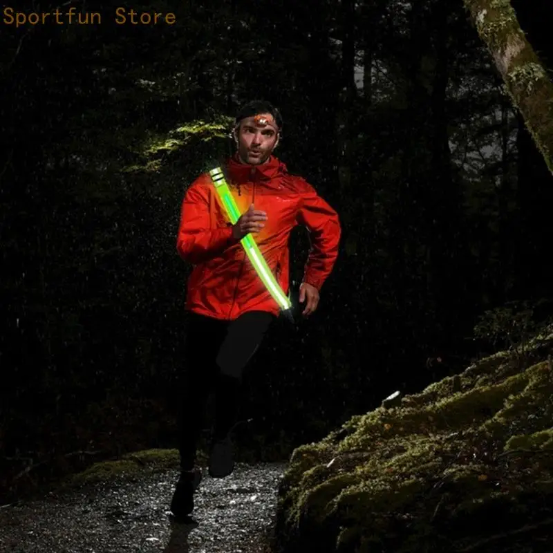 High Brightness LED Reflective Belt Cycling Reflective Strap High Visibility Safety Shoulder Strap Running Gear X7JD