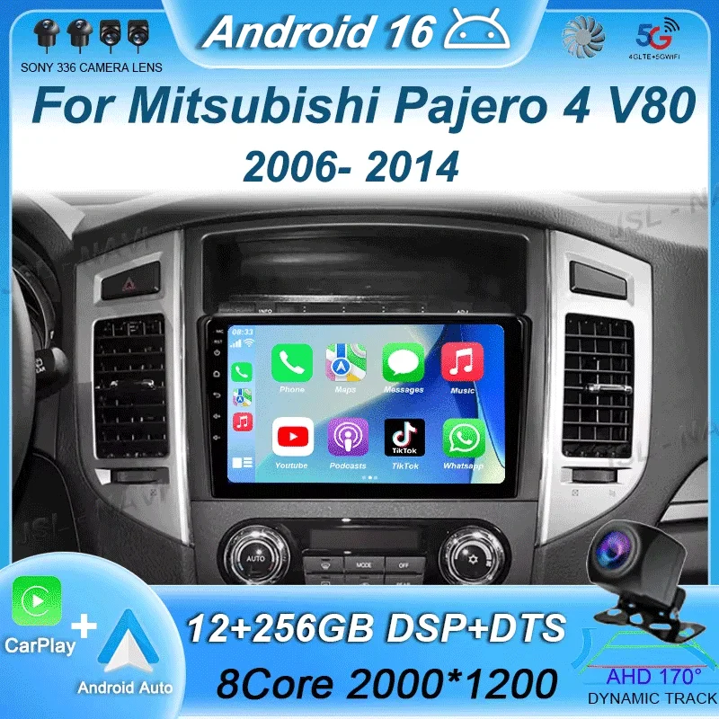 

Автомагнитола с CarPlay для Mitsubishi Pajero 4 V80 V90 2006-2014, Android 16, мультимедийный видеоплеер, навигация, GPS, стереосистема, головное устройство