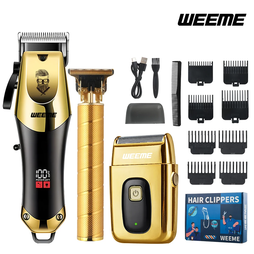 T9 Haarschneider für Männer, USB-Elektrorasierer, 3-in-1 Kabelloser Haushalts-Haarschneider, Barttrimmer-Set, Tragbares DIY-Haarschneidewerkzeug für Zuhause, Salon, Urlaub, Geschenk
