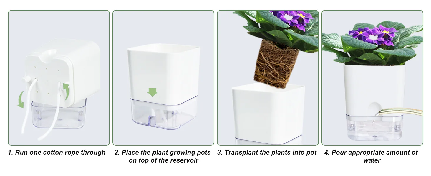 Neue Selbst Bewässerung Blumentopf Magnetische Kunststoff Selbst-saugfähigen Baumwolle Seil Blumentopf Für Doppel-deck Faul Blumentopf garten Liefert – Detail 8