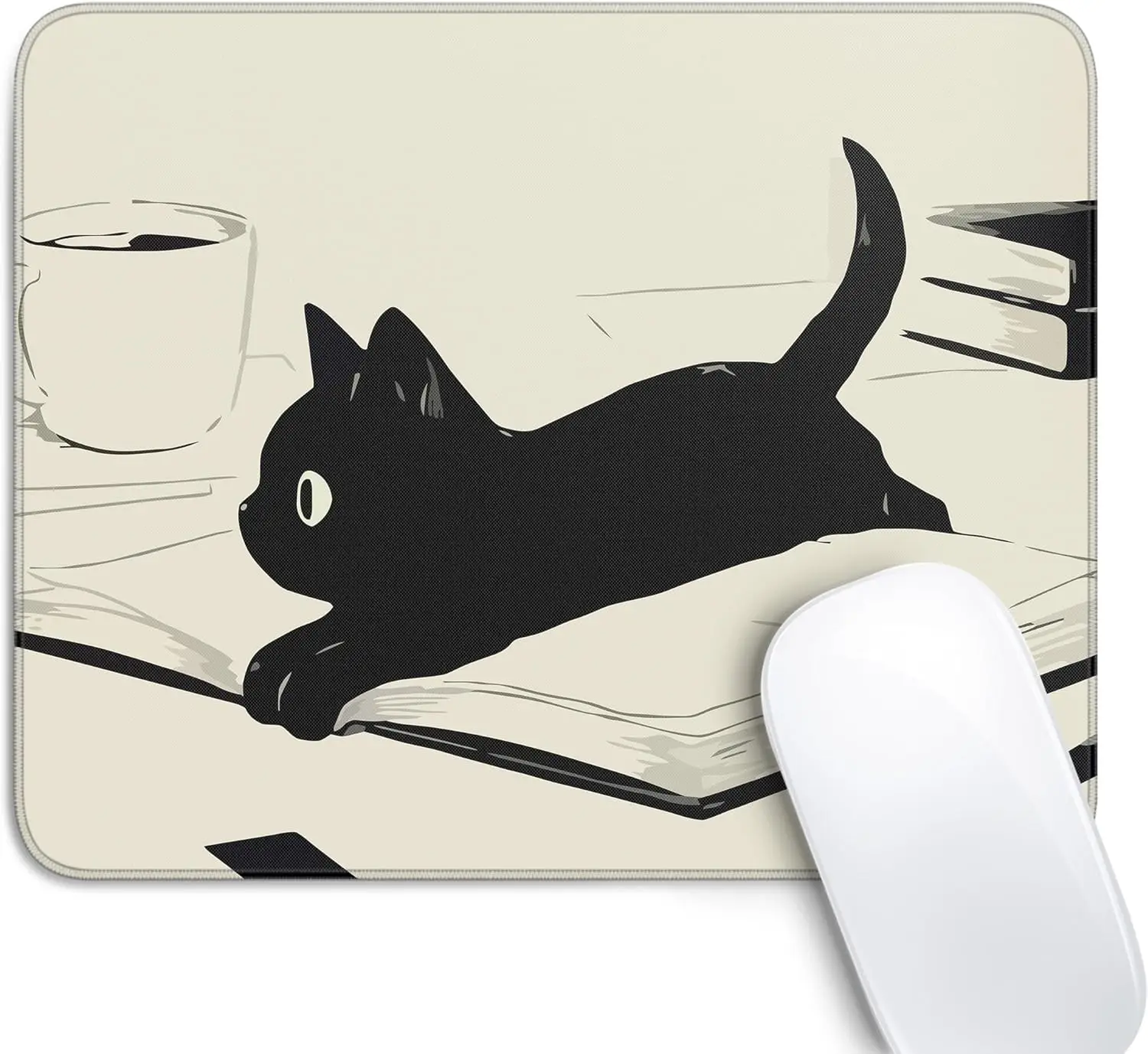 Cute Black Cat Mouse Pad Kawaii Anime Small Wireless Mice Carpets Non-Slip Rubber Base Desk Accessory for Computer Laptop Office