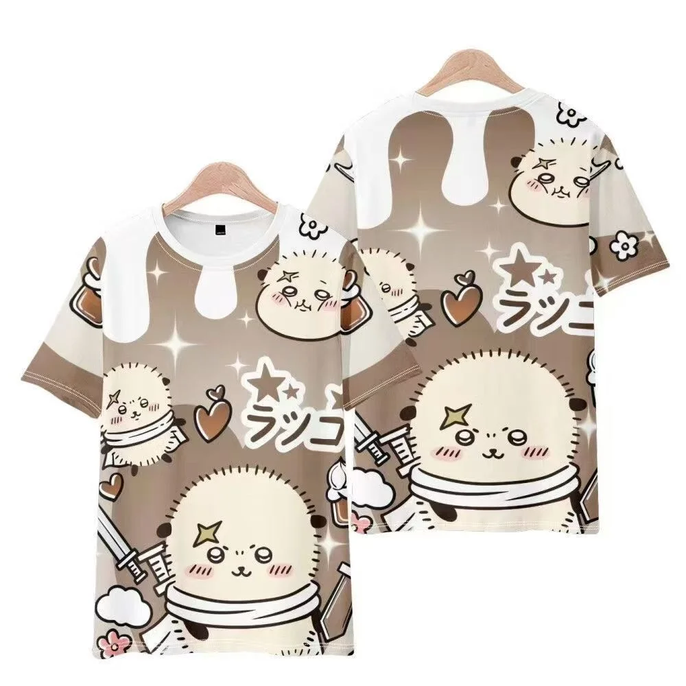 Chiikawa ist überall hier! Weiche, niedliche Cartoon-3D-Print-T-Shirts für Erwachsene Paare, Sportliche Freizeitkleidung, atmungsaktiv, kurze Ärmel, Familien-Matching – Detail 8