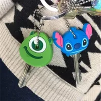 New Cartoon Cat Key Cover Caps Minnie Key Chains Mickey Keychain Silicone Stitch Car Keychain The Disney Key Ring Holder Women