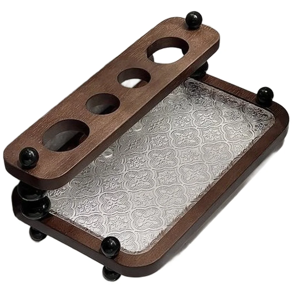 Toothbrush Shelf Wooden Solid Oak Construction with Suction Cup for Easy Bathroom Installation 28.5x17.5x9.5cm