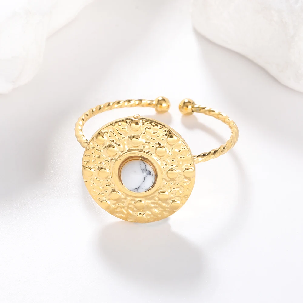 Adjustable Vintage Boho Blue Stone Stainless Steel Rings For Women Oval Fashion New Anillos Jewelry Wedding Gifts