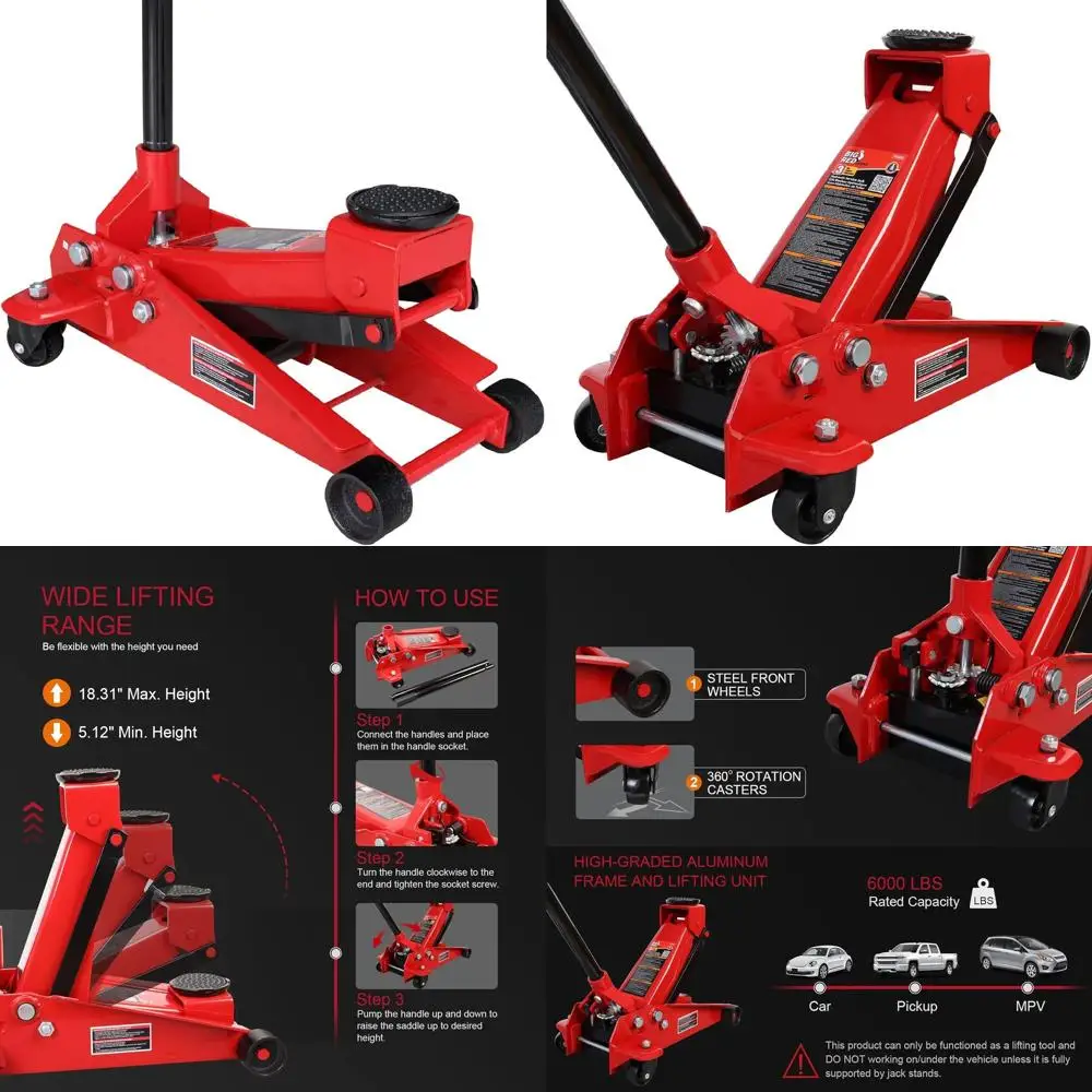 3-Tonnen-Hochleistungs-Hydraulik-Wagenheber mit Schnellhubpumpe für Geländefahrzeuge, Rot