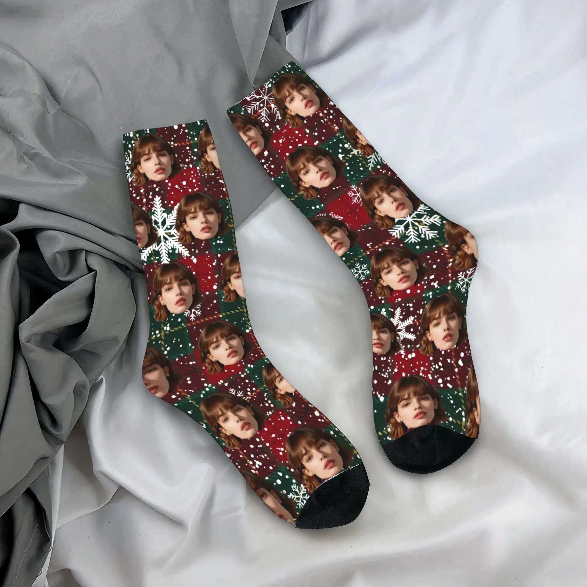 

Рождественские носки с индивидуальным лицом, индивидуальные фото, 3D-принт, уродливые рождественские графические чулки, носки для пар, осенние носки высокого качества