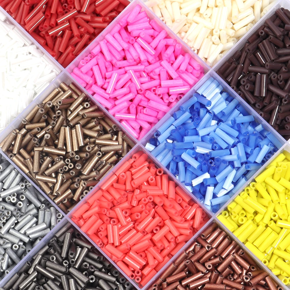220/1100pcs Tube Shape Glass Seed Beads Colorful Glass Beads Loose Beads For Jewelry Making DIY Necklace Bracelets Accessories
