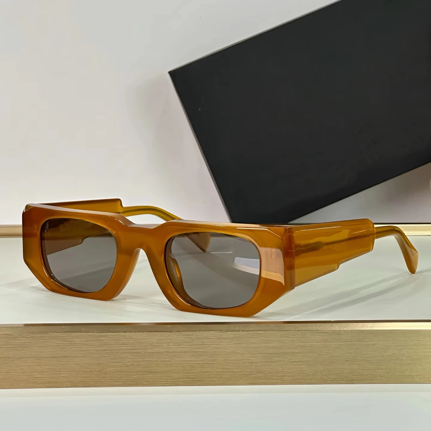 

2025 New High Quality Fashion Retro Women Small Frame Square Frame Designer Men's Premium Acetate Thick Frame Sunglasses