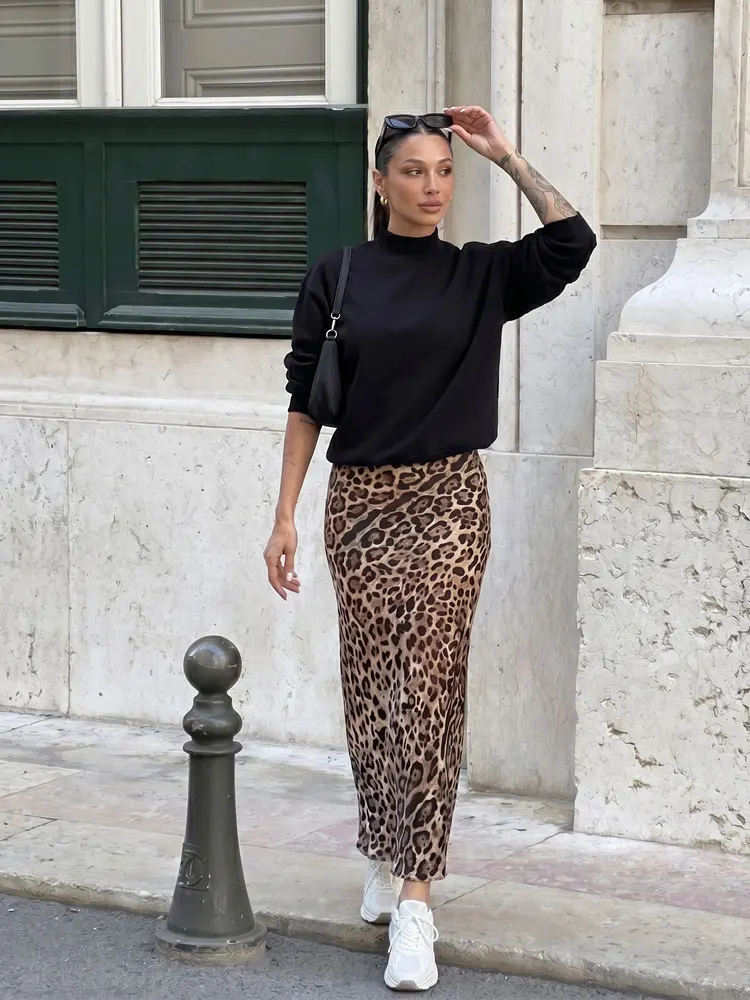 

HH Women Summer Fashion Leopard Long Skirts High Waist A-Line Flowy Long Skirt Fit Elegant Autumn Skirts Elegant Party Outfits