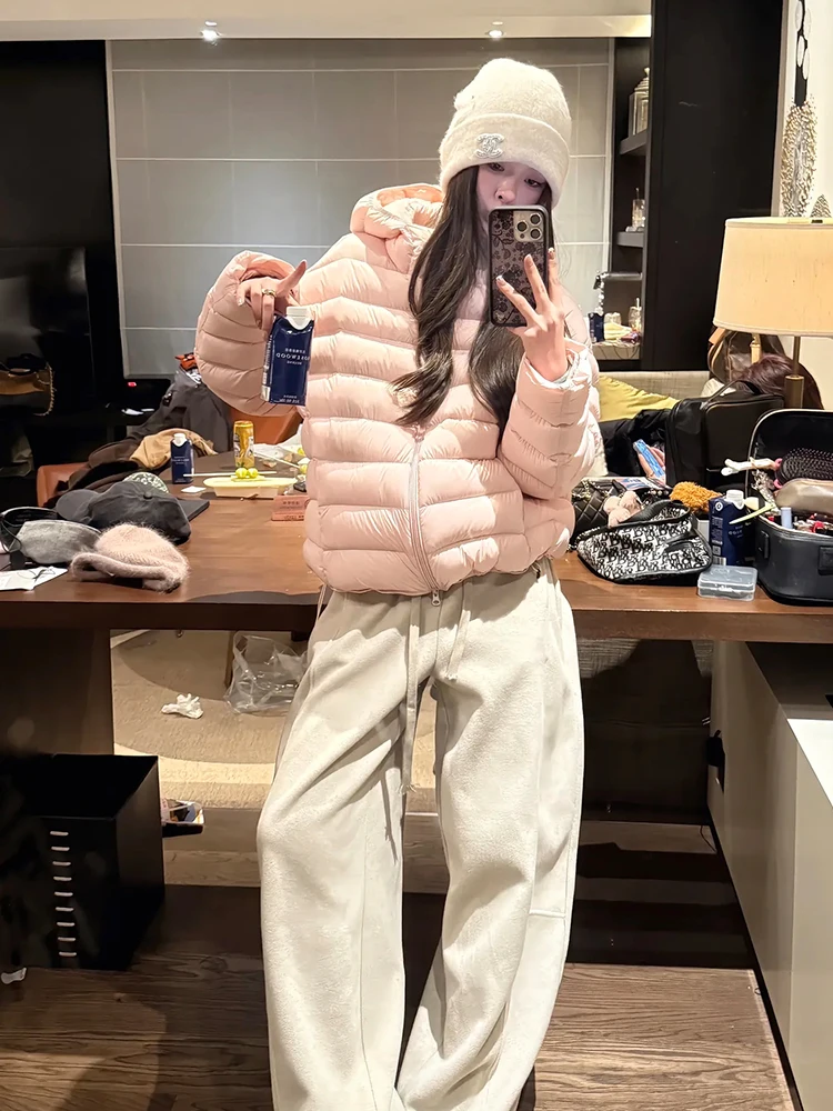 

Корейский дизайн: Женская пуховая куртка без капюшона, осенне-зимняя, теплая, модная, универсальная, приталенная, с наполнителем из утиного пуха