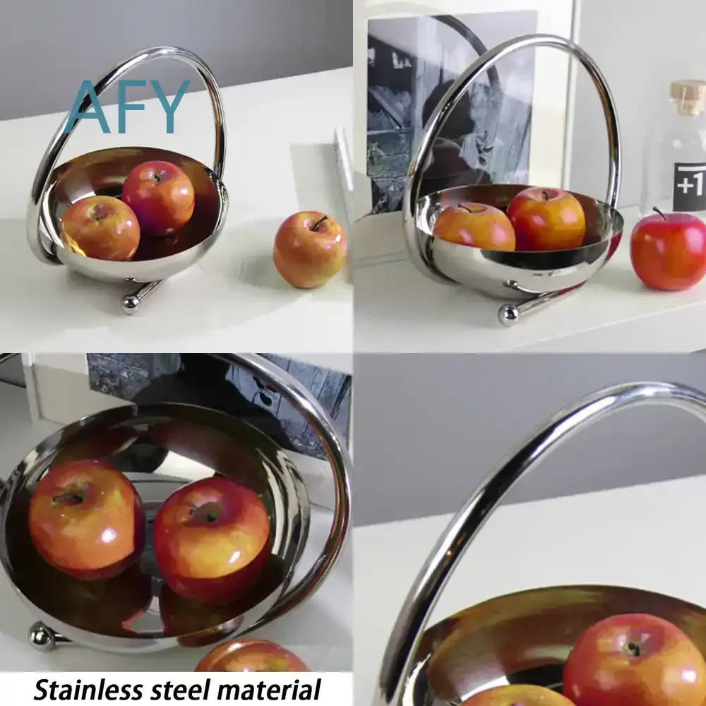 Stainless Steel Fruit Tray for Modern Home Decor for Kitchen Dining Room for Table Centerpiece for Fruit Bowl for Ornament