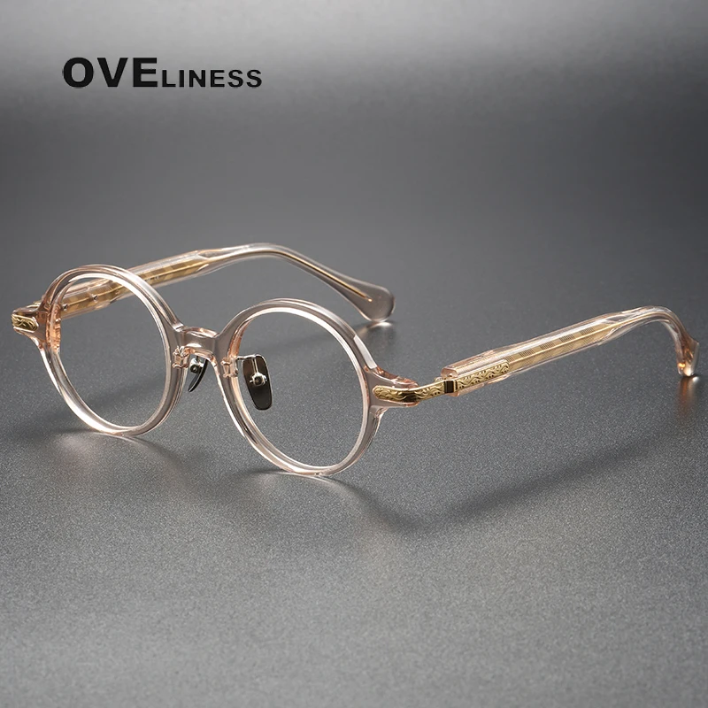 

Round Acetate Titanium Glasses Frame Men Eyeglasses frames Women Brand Design Vintage Retro Spectacles Eyewear