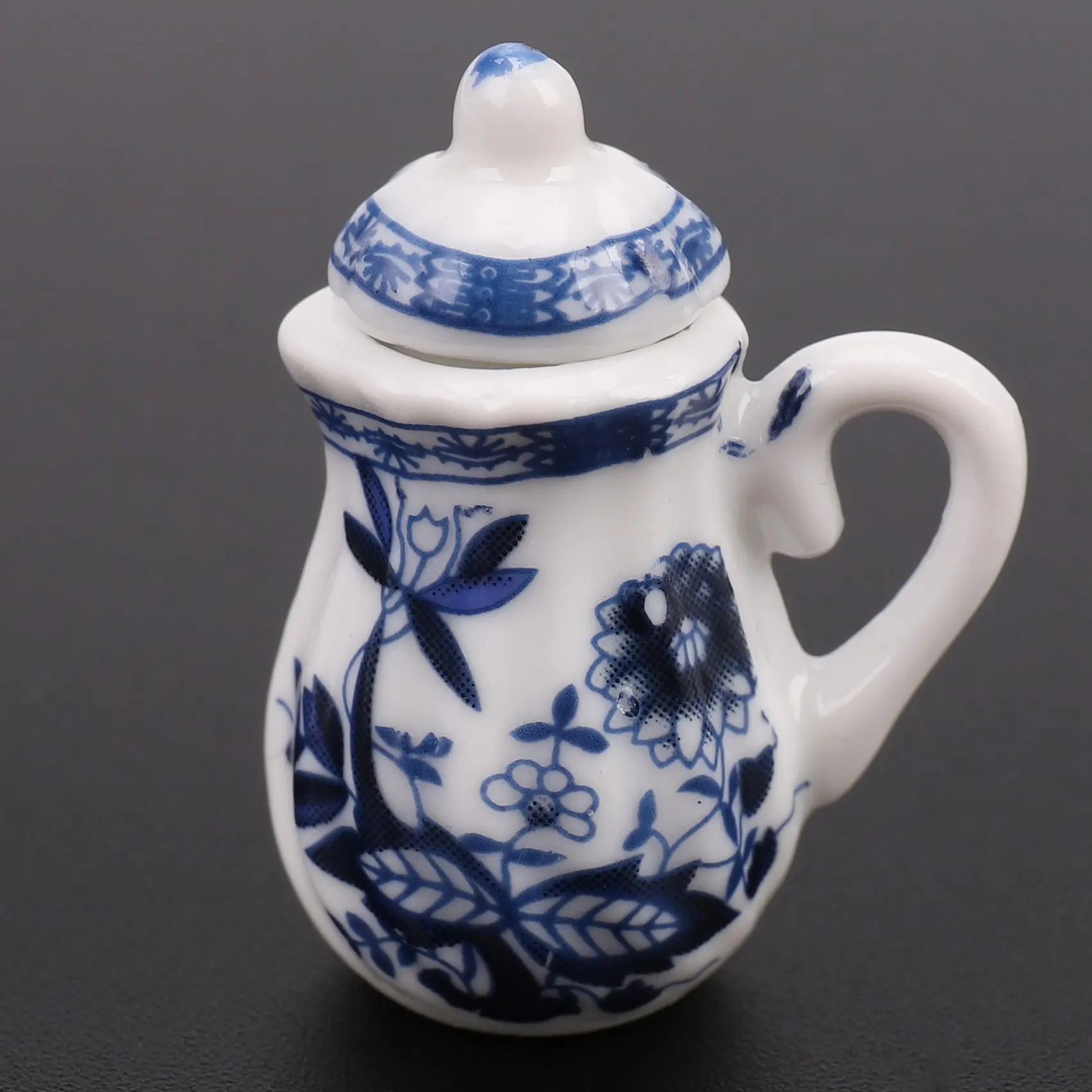 AM-1/12th Dining Ware China Ceramic Tea Set Dolls House Miniatures Blue Flower