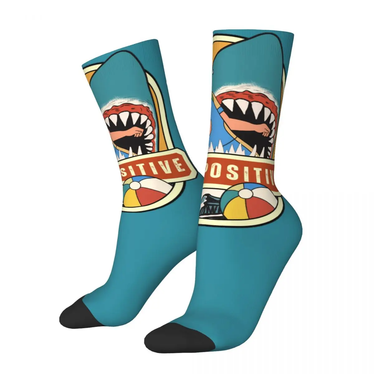 Men Humor Stay Positive Socks Cute Fashion Shark Lover Socks Harajuku Accessories Middle TubeSocks Small Gifts