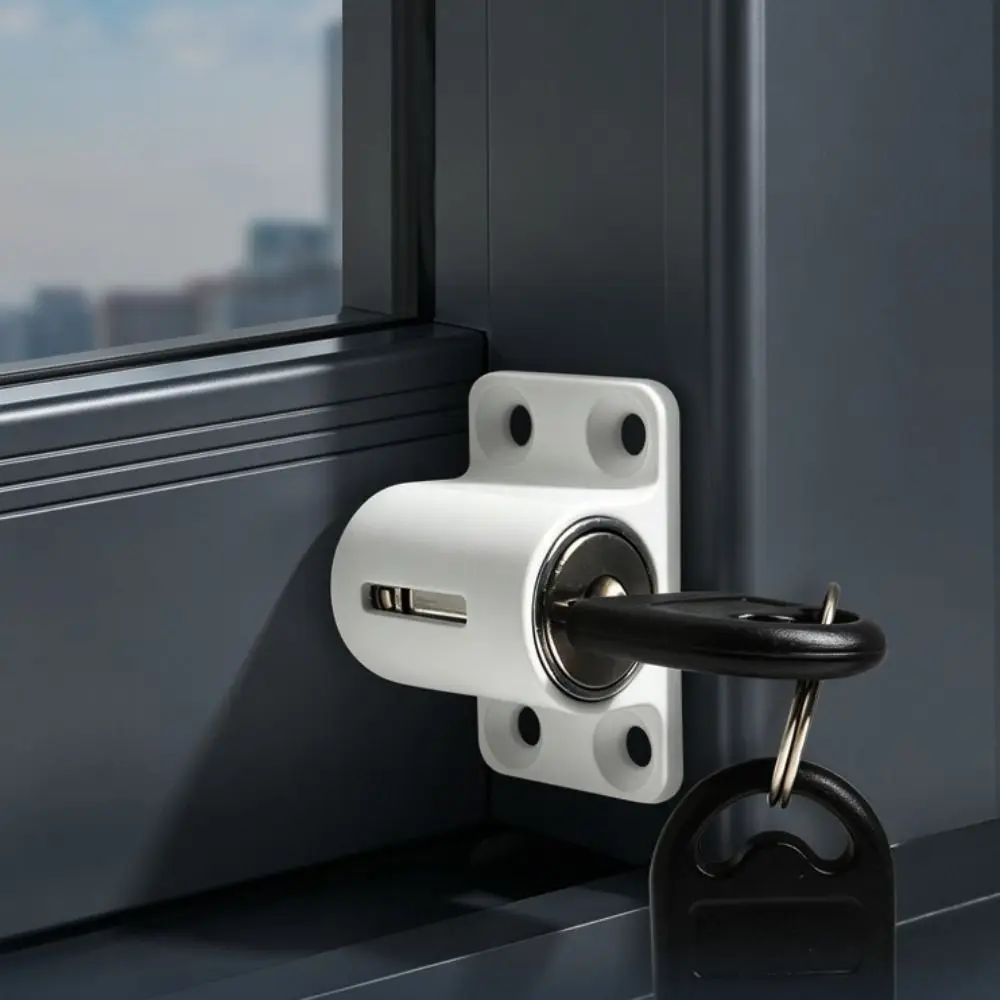 Aluminum Alloy Window Security Lock Fixed Buckle Push Pull Move Sliding Door Locks Universal Fit With 2 Keys Antitheft Door Lock