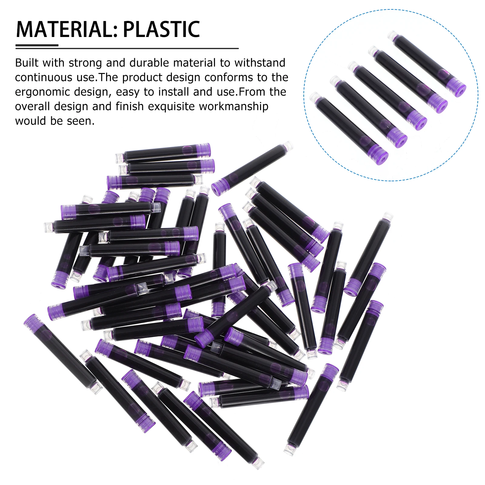 50pcs Colorful Fountain Pen Ink Absorber Heat Sensitive Plastic Student Pen Ink Absorption Refill Tool